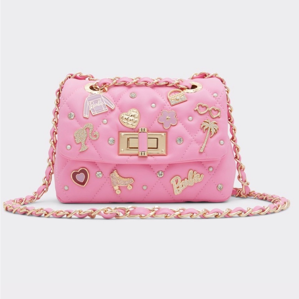 Barbie X Aldo Charm Quilted Crossbody Pink purse